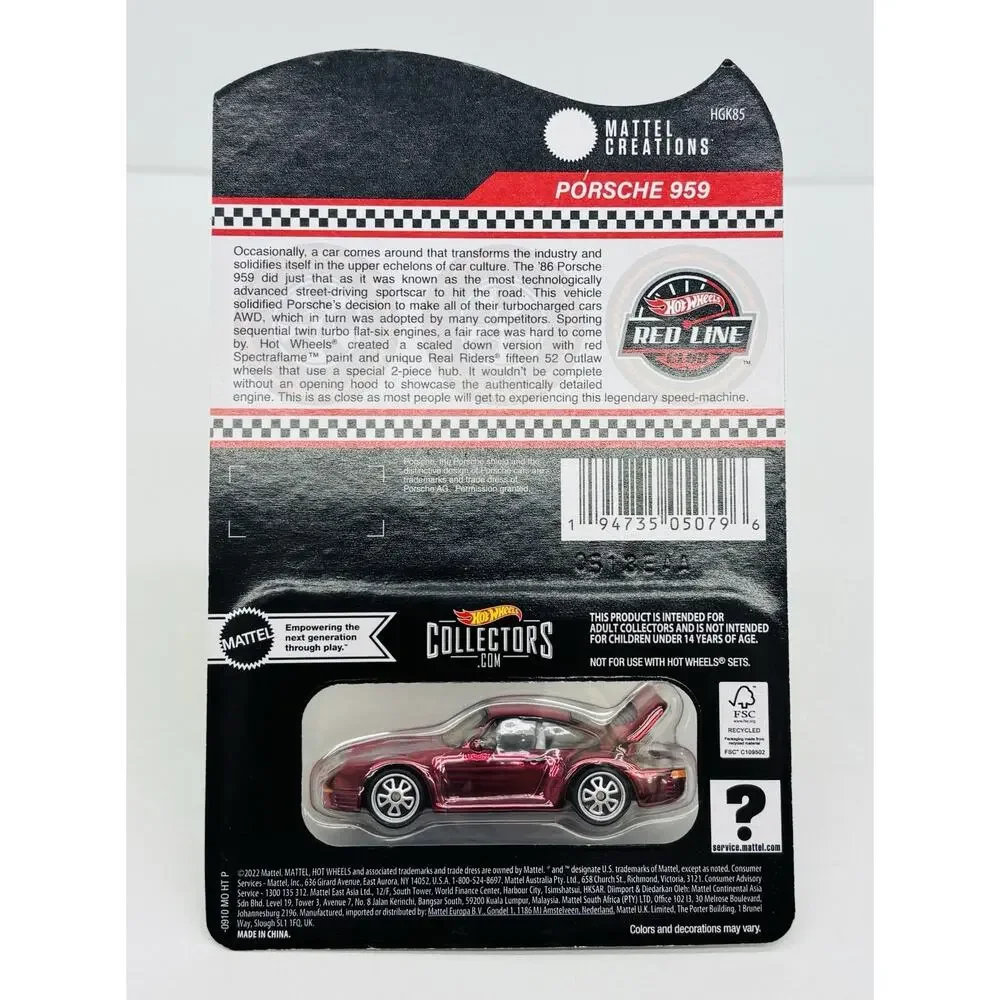 Hot Wheels 2023 RLC 1986 Porsche 959 Red w/ Protector Case HGK85